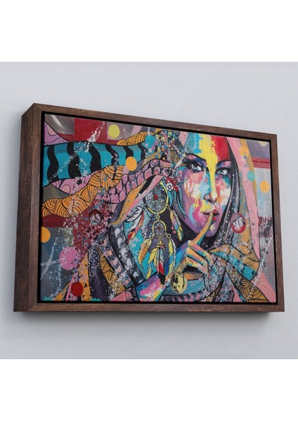 Çerçeveli Koruyucu Kız Portresi Yağlıboya Görünüm Dekoratif Kanvas Duvar TABLOSU-3469 fiyatları