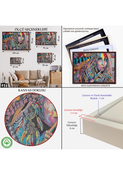 Çerçeveli Koruyucu Kız Portresi Yağlıboya Görünüm Dekoratif Kanvas Duvar TABLOSU-3469 indirimleri