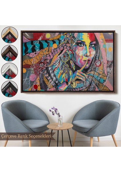 Çerçeveli Koruyucu Kız Portresi Yağlıboya Görünüm Dekoratif Kanvas Duvar TABLOSU-3469