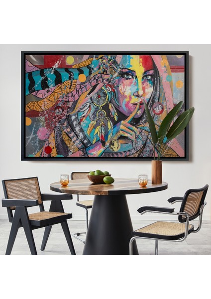 Çerçeveli Koruyucu Kız Portresi Yağlıboya Görünüm Dekoratif Kanvas Duvar TABLOSU-3469