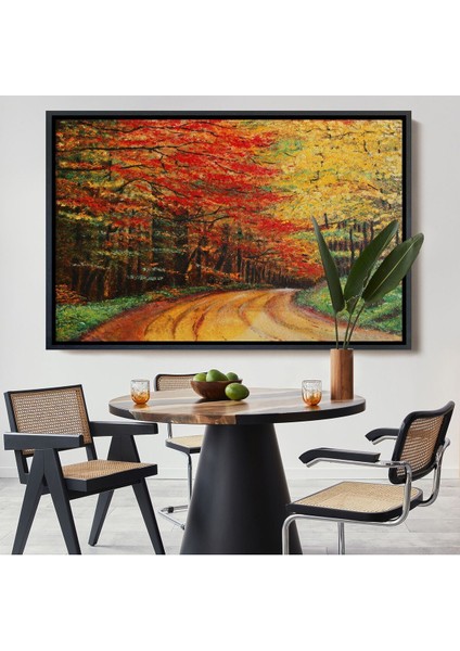 Çerçeveli Orman Yolu Yağlıboya Görünüm Dekoratif Kanvas Duvar TABLOSU-3764