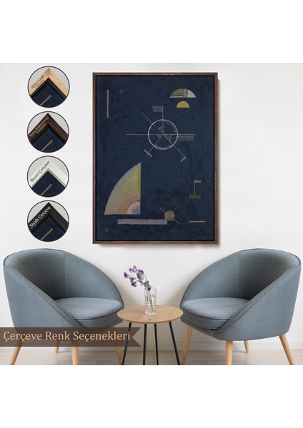 Çerçeveli Wassily Kandinsky - Donuk Gri TABLOSU-7489