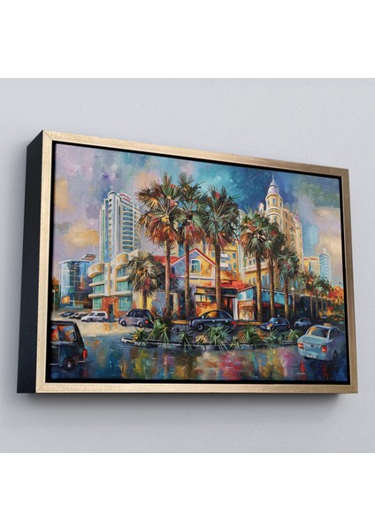 Çerçeveli Yağmurdan Sonra Sevilen Sochi Şehrinin Mimari Manzara Kanvas Duvar TABLOSU-1114