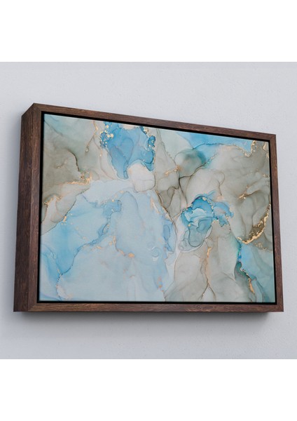 Çerçeveli Mürekkep ve Alkol Elementleri Ile Mermer Deseni Verilmiş Kanvas TABLO-5049 fiyatları