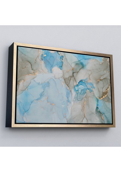 Çerçeveli Mürekkep ve Alkol Elementleri Ile Mermer Deseni Verilmiş Kanvas TABLO-5049 modelleri