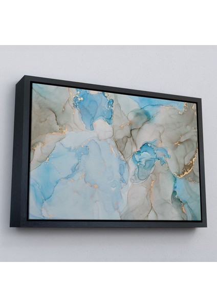 Çerçeveli Mürekkep ve Alkol Elementleri Ile Mermer Deseni Verilmiş Kanvas TABLO-5049 fırsatları