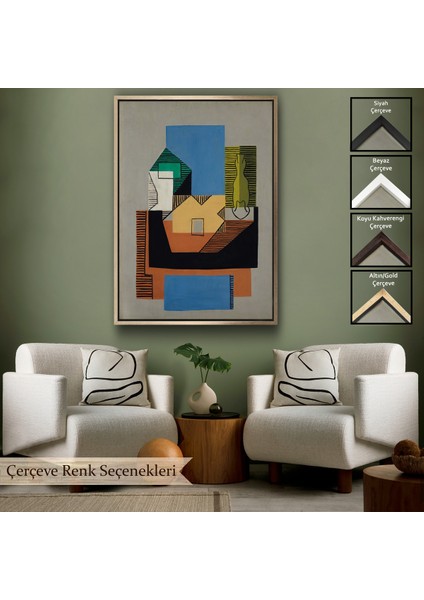 Çerçeveli Pablo Picasso - Gitar, Şişe ve Meyve Kase TABLOSU-7317