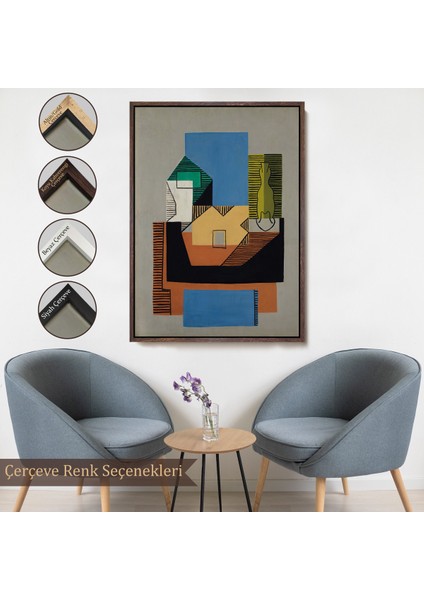 Çerçeveli Pablo Picasso - Gitar, Şişe ve Meyve Kase TABLOSU-7317