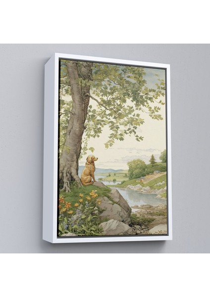 Çerçeveli Manzarayı Izleyen Yalnız Köpek TABLOSU-7525