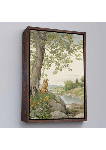 Çerçeveli Manzarayı Izleyen Yalnız Köpek TABLOSU-7525 fiyatları