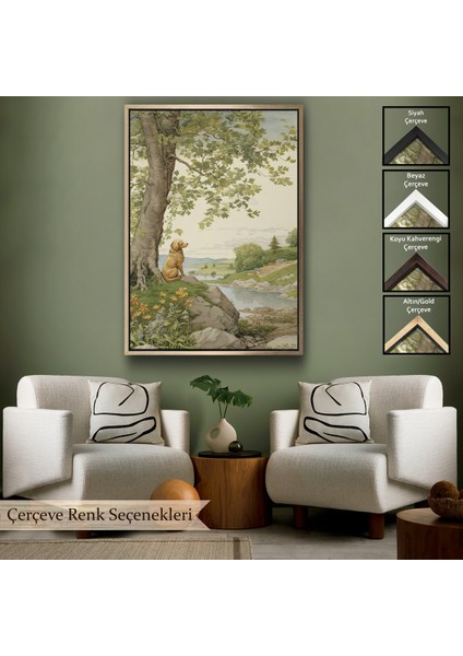 Çerçeveli Manzarayı Izleyen Yalnız Köpek TABLOSU-7525