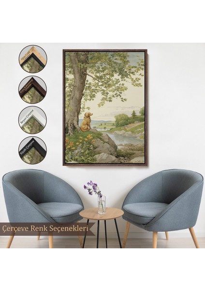 Çerçeveli Manzarayı Izleyen Yalnız Köpek TABLOSU-7525