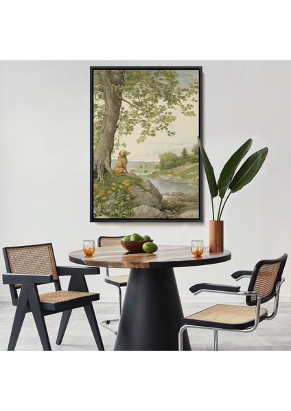 Çerçeveli Manzarayı Izleyen Yalnız Köpek TABLOSU-7525