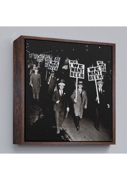 Çerçeveli Bira Istiyoruz, Olağandışı 1931 Yasak Protesto Fotoğrafı Kanvas TABLO-5336