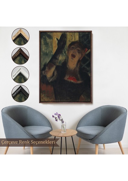 Çerçeveli Edgar Degas - Cafe Singer TABLO-8088