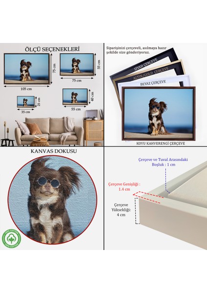 Çerçeveli Küçük Köpek Dekoratif Kanvas TABLO-1157 indirimleri