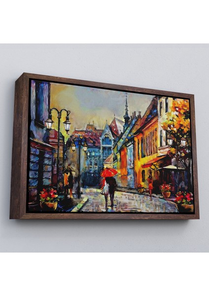 Çerçeveli Macaristan Budapeşte Sokak Manzarası Yağlıboya Görünüm TABLO-3547 fiyatları