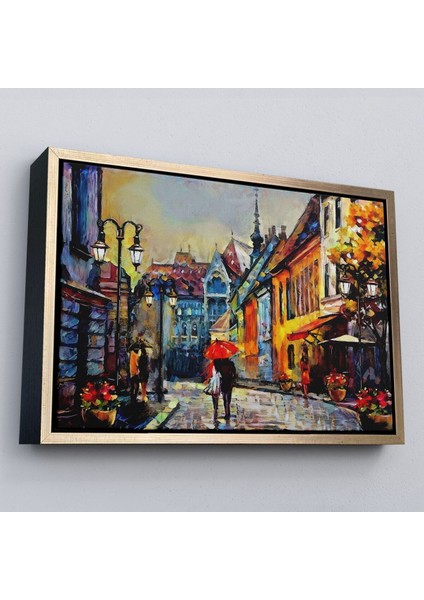 Çerçeveli Macaristan Budapeşte Sokak Manzarası Yağlıboya Görünüm TABLO-3547 modelleri