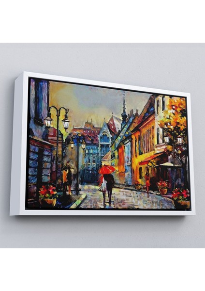 Çerçeveli Macaristan Budapeşte Sokak Manzarası Yağlıboya Görünüm TABLO-3547 fırsatları