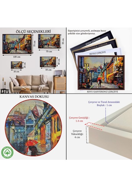 Çerçeveli Macaristan Budapeşte Sokak Manzarası Yağlıboya Görünüm TABLO-3547 indirimleri