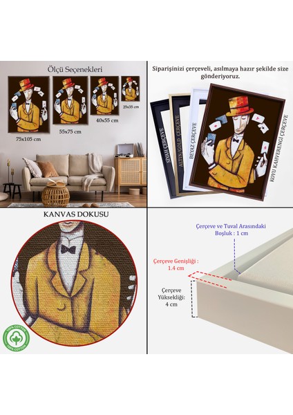 Çerçeveli Kumarbaz Adam Dekoratif Duvar TABLOSU-6443 indirimleri
