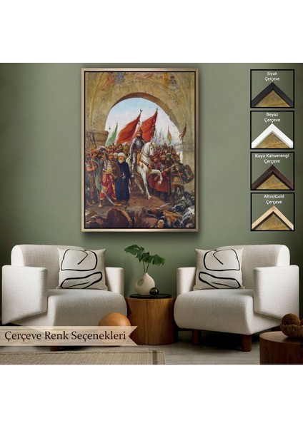 Çerçeveli Fausto Zonaro Fatih Sultan Mehmet Istanbul'a Girerken Kanvas TABLO-5298