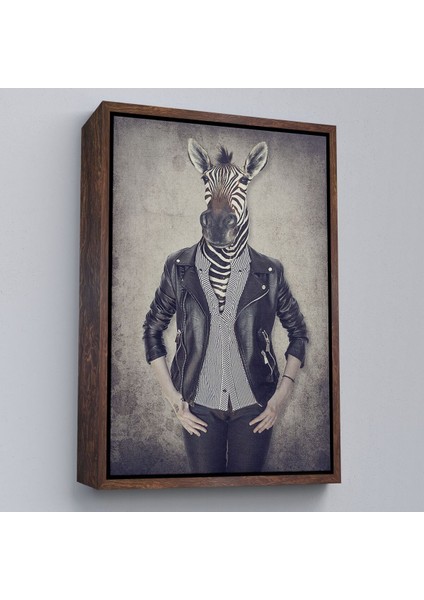 Çerçeveli Zebra Kafalı Insan Kanvas TABLO-4982