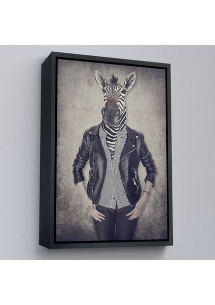 Çerçeveli Zebra Kafalı Insan Kanvas TABLO-4982 fiyatları