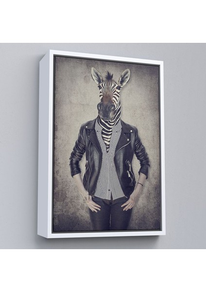 Çerçeveli Zebra Kafalı Insan Kanvas TABLO-4982 modelleri