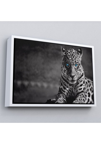 Çerçeveli Mavi Gözlü Leopar Dekoratif Kanvas TABLO-1162 fırsatları