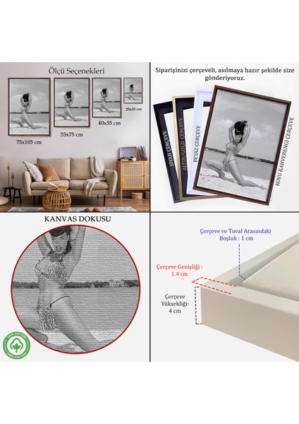 Çerçeveli Leopar Bikinili Bettie Page Duvar TABLOSU-6053 indirimleri