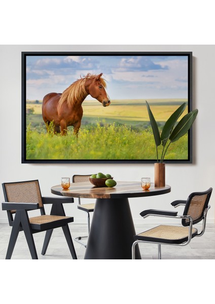 Çerçeveli At ve Manzaralı Dekoratif Kanvas TABLO-1131