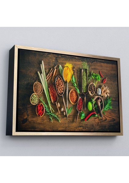 Çerçeveli Mutfak Kesme Tahtası Üzerinde Baharatlar Kanvas TABLO-3586 modelleri