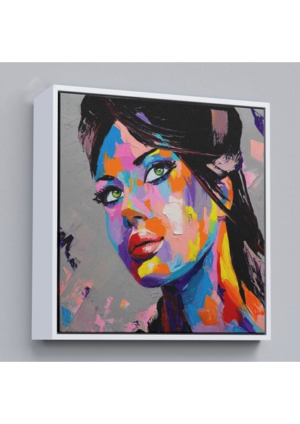 Çerçeveli Güzel Kadın Yağlıboya Görünüm Dekoratif Kanvas Duvar TABLOSU-5834