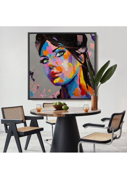 Çerçeveli Güzel Kadın Yağlıboya Görünüm Dekoratif Kanvas Duvar TABLOSU-5834