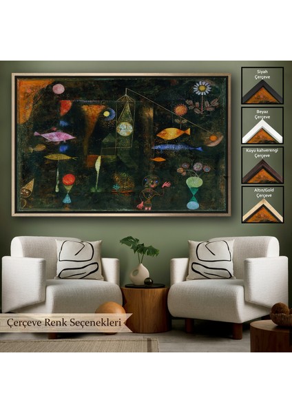 Çerçeveli Paul Klee - Sihirli Balık Tablo - Fish MAGIC-7109