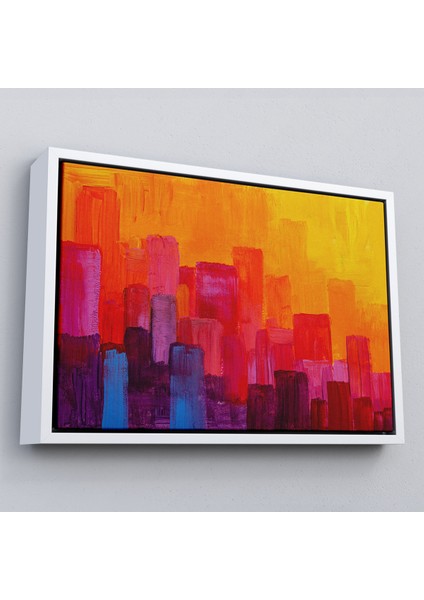 Çerçeveli Renkli Şehir Silüeti Duvar TABLOSU-1223