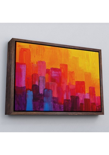 Çerçeveli Renkli Şehir Silüeti Duvar TABLOSU-1223 fiyatları