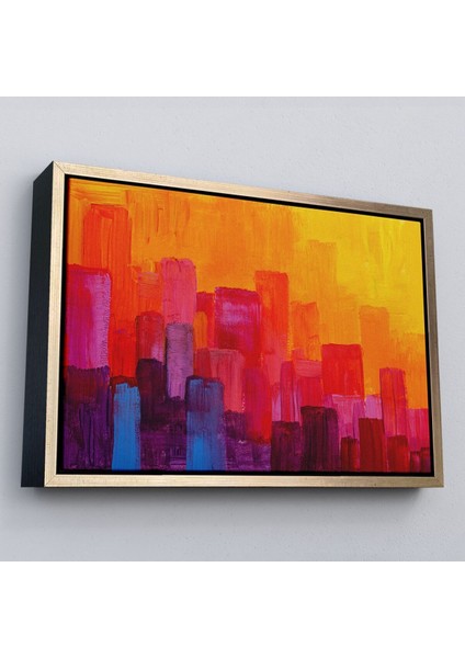 Çerçeveli Renkli Şehir Silüeti Duvar TABLOSU-1223 modelleri