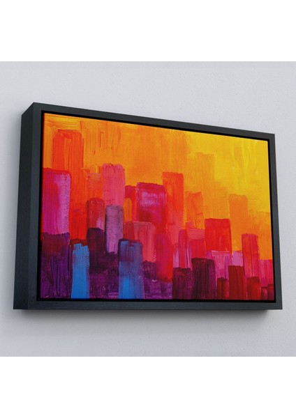 Çerçeveli Renkli Şehir Silüeti Duvar TABLOSU-1223 fırsatları