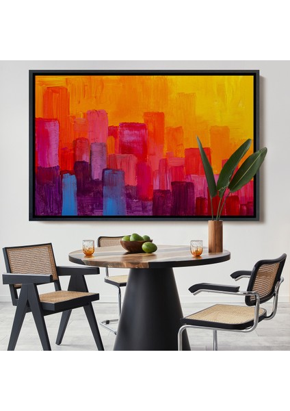 Çerçeveli Renkli Şehir Silüeti Duvar TABLOSU-1223