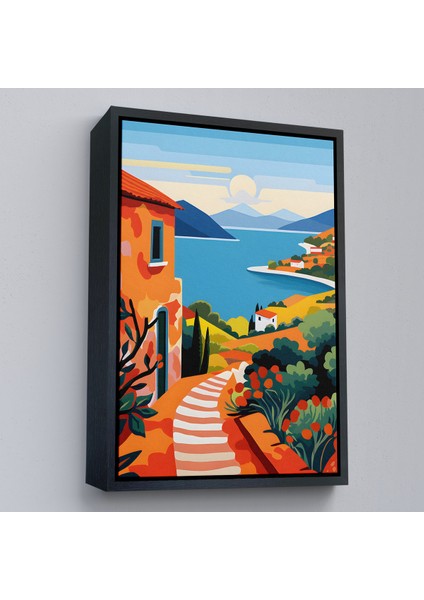 Çerçeveli Pastel Minimalist Deniz Manzarası TABLO-7672