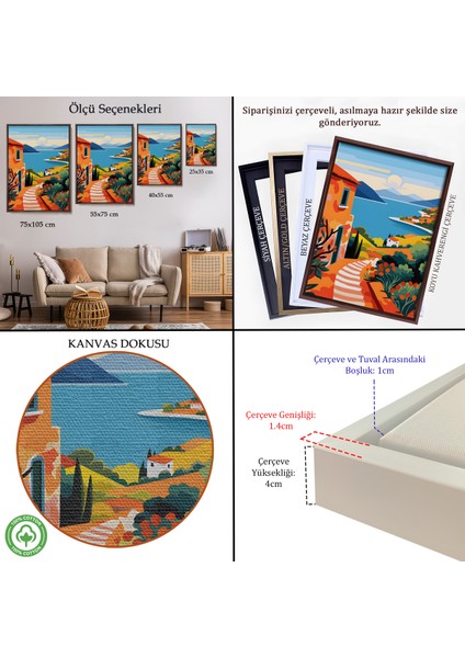 Çerçeveli Pastel Minimalist Deniz Manzarası TABLO-7672 indirimleri