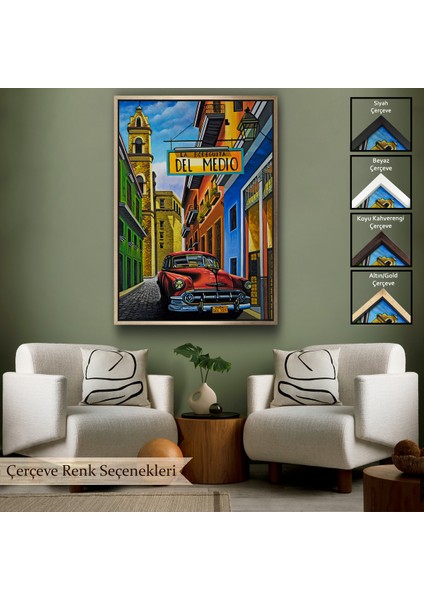 Çerçeveli La Bodeguita Cuba Car Duvar TABLOSU-6457