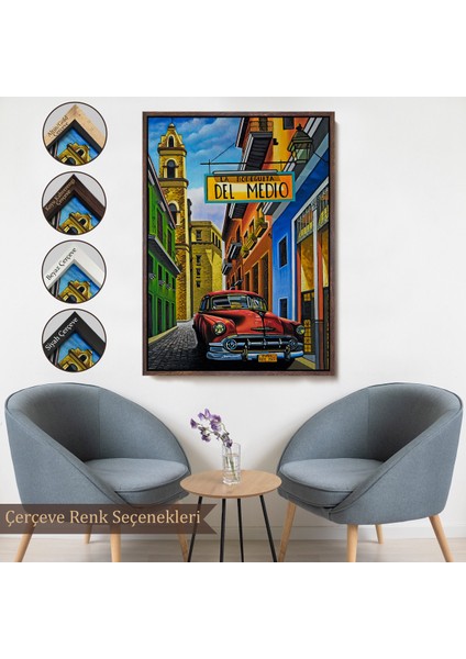 Çerçeveli La Bodeguita Cuba Car Duvar TABLOSU-6457