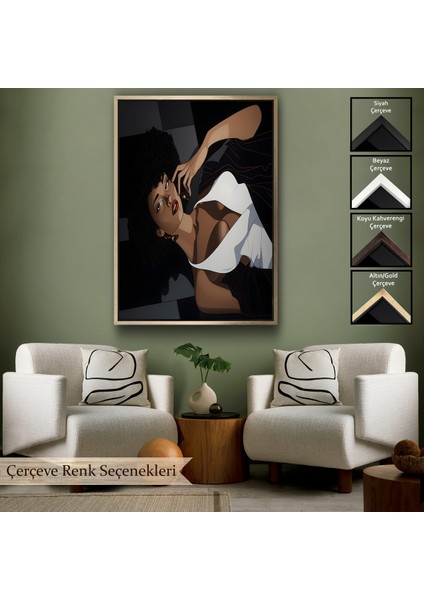 Çerçeveli Afrikalı Güzel Kadın TABLOSU-7502
