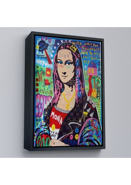Çerçeveli Banksy Renkli Mona Lisa Kanvas Tablo, Pop Art, Sokak Sanatı, Kanvas TABLO-5305 modelleri