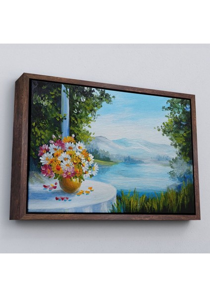 Çerçeveli Yaz Deniz Manzarası Yağlıboya Görünüm Dekoratif Kanvas Duvar TABLOSU-3498 fiyatları