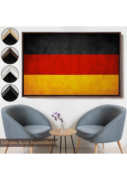 Çerçeveli Almanya Bayrağı Rustik Yıpranmış Tablo, Ev ve Ofis DEKORU-5386