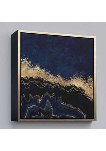 Çerçeveli Lacivert ve Gold'un Mükemmel Uyumu Mermer Görünümlü Modern Kanvas TABLO-5065 fiyatları